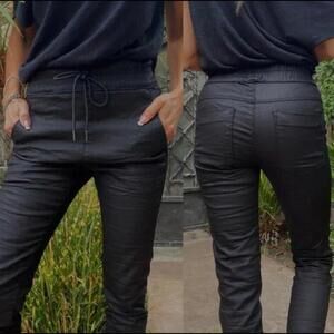 Flog pants womens 30 black mini gingham high rise skinny stretch minimalist